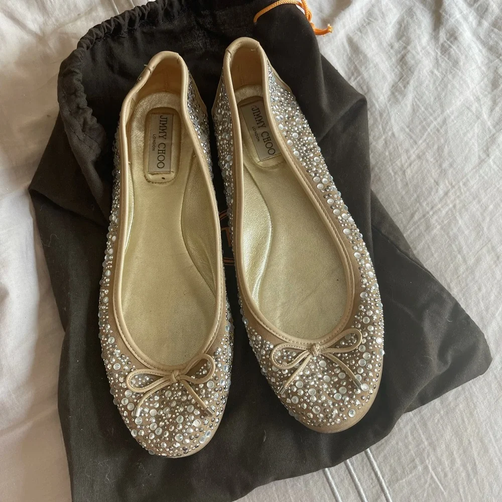 Jimmy Choo Rhinestone Flats - Picture 3 of 9